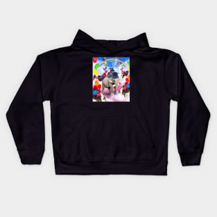 Cute Dog Riding Elephant in Space Kids Hoodie